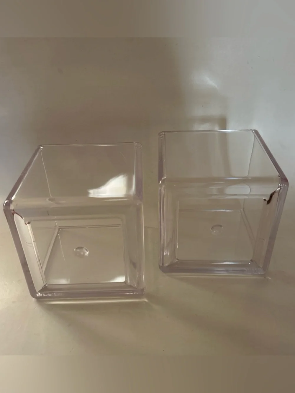 Set of 2 Clear Plastic Cube Storage Containers Bins 4.75